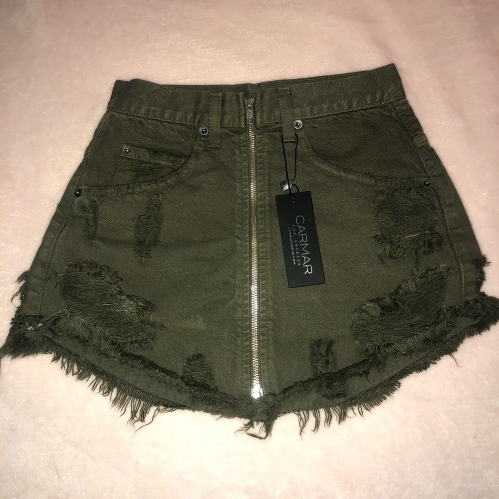 CARMAR palm olive Jean skirt